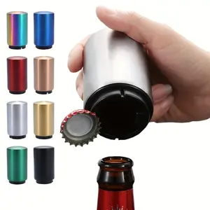Magnetic Push Down Drink Bottle Opener Stainless Steel Creative Kitchen Tool to Easily Open Wine, Beer, Soda Caps Home Bar Accessories Halloween Utensils