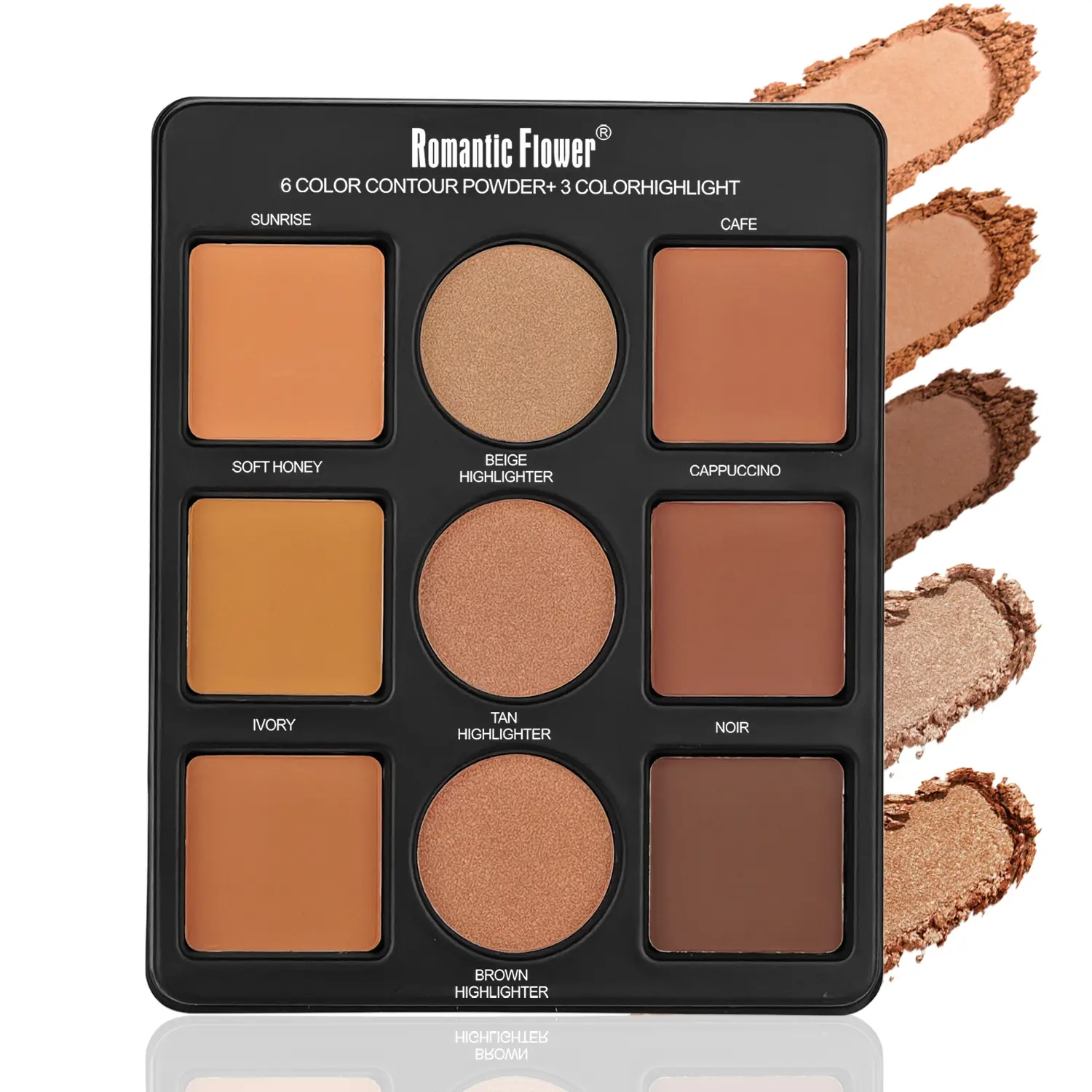 9 Color Makeup Powder Palette, 6 Color Contour 3 Color Highlight Highlighters Makeup Matte Waterproof Dark Pressed Powder Facial Contouring Makeup Palette Face Cosmetic Makeup Kit