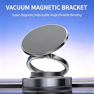Vacuum magnetic phone holder, one handed operation, foldable and adjustable magnetic phone holder, 360 ° rotation, suitable for multi scene applications in cars/bathrooms/gyms/kitchens (black), Phone Mount for Car, Car Phone Stand