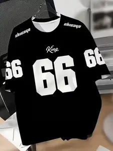 Men's Casual Slim-Fit T-Shirt, All over Print, Breathable Round Neck, Short Sleeve, Spring Summer Fall, Fashion Trendy Sports Top