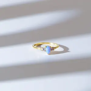 Teardrop Blue Opal Ring