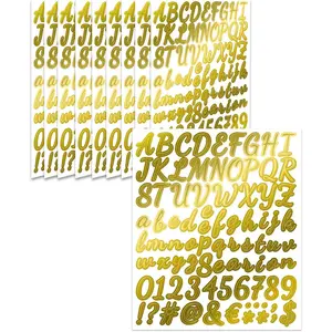 Uniclife 10 Sheets Gold Letter Stickers, 840 Pcs Scrapbook Stickers, 1 Inch Vinyl Number Alphabet Sticker, Self-Adhesive Stick on Letters for Mailbox Bottles Crafts Posters Decor