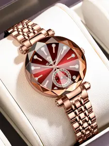 Women’s Waterproof Quartz Watch, Fashionable Wristwatch, Stainless Steel Analog Dial, Blue Mineral Glass Face, All-Seasons Wear, Buckle Closure