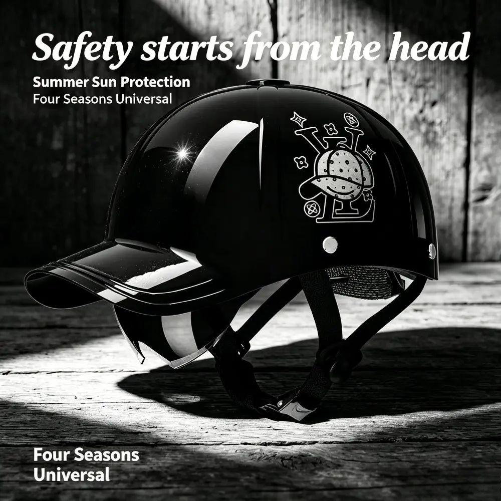 Trendy Baseball Cap Style Helmet, 3C Certified, UV Protection, All-Season Electric Bike Half Helmet, Riding Helmet, Fashionable and Practical