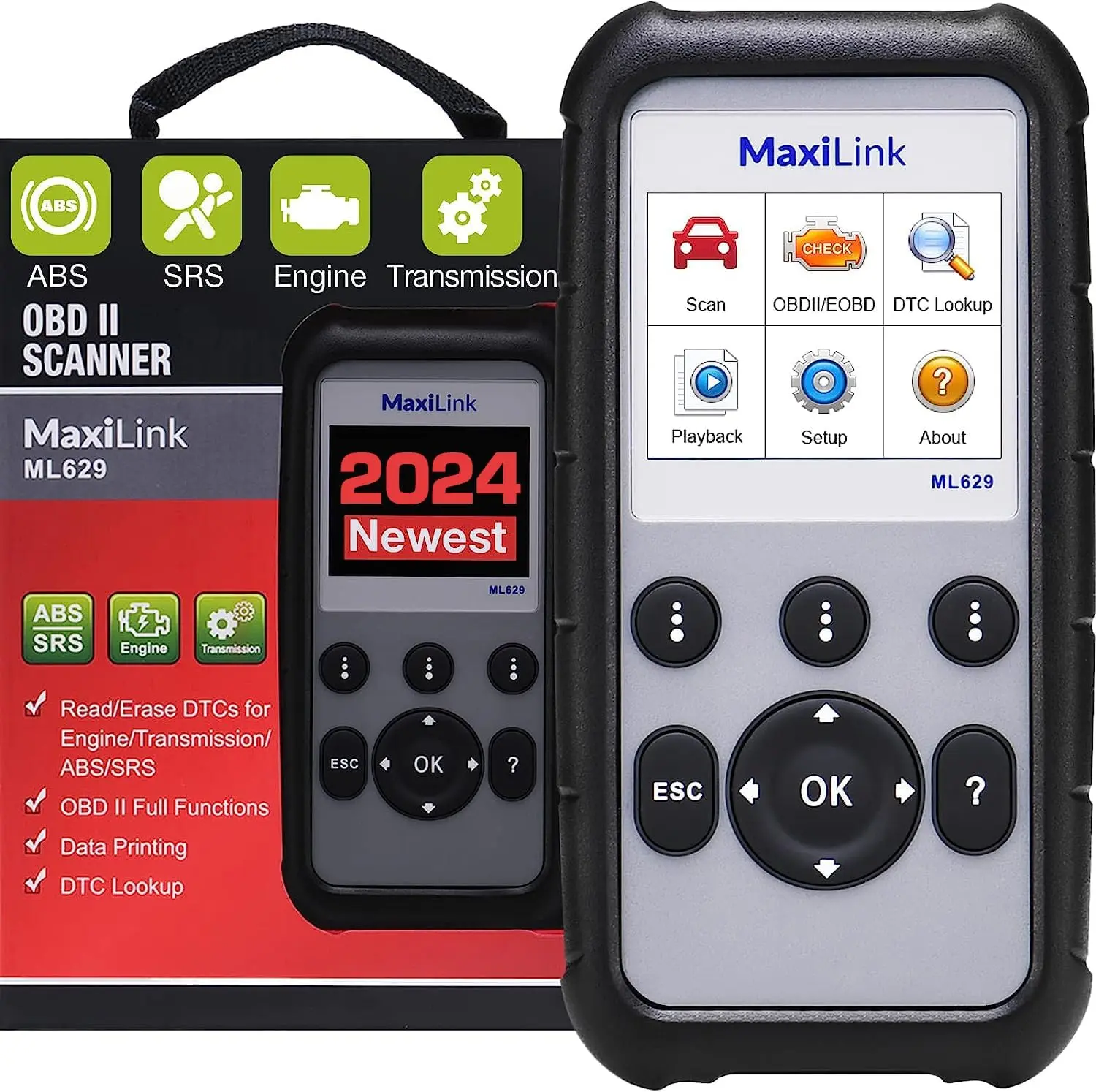Autel MaxiLink ML629 Automotive Scan Tool, OBD2 Scan Tool Code Readers & Scanners for ABS, SRS, Engine, Transmission Diagnostics w/DTC Lookup, AutoVIN, Live Data – Upgraded Version of AL619, AL629
