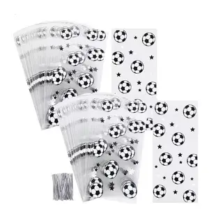 100pcs Soccer Party Gift Bags, Sports-Themed Birthday Favors, Includes Cookies & Clear Bags, Perfect for Soccer Themed Parties