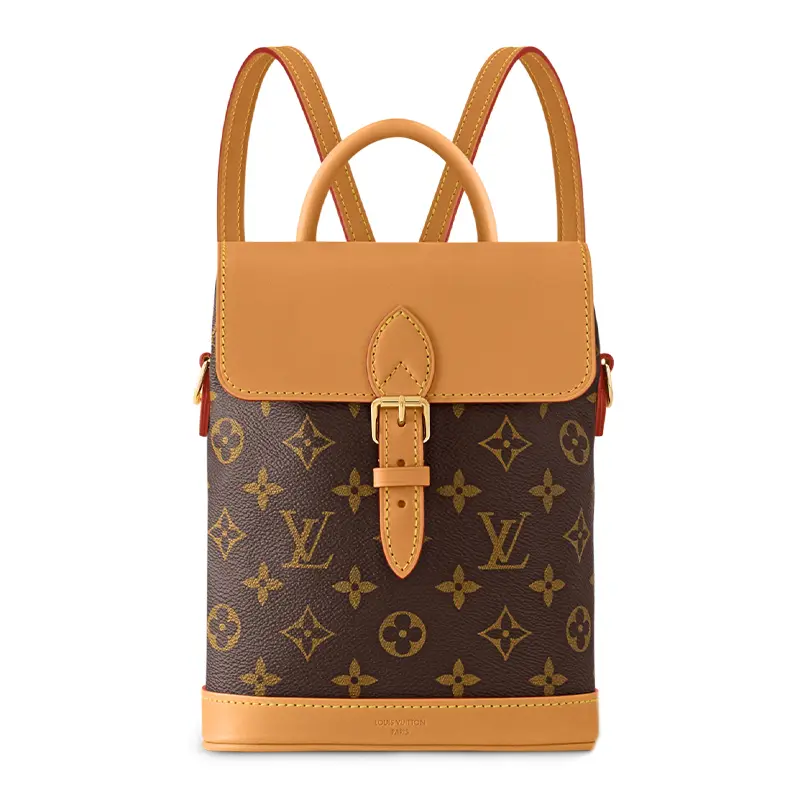 Female Women's LOUIS VUITTON Soho Monogram Coated Canvas Mini Backpack, Brown-Tan Functional Luggage Bag