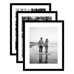 Americanflat | Black Picture Frames | Shatter-Resistant Glass | 3 Pack | Use with the Included Mats