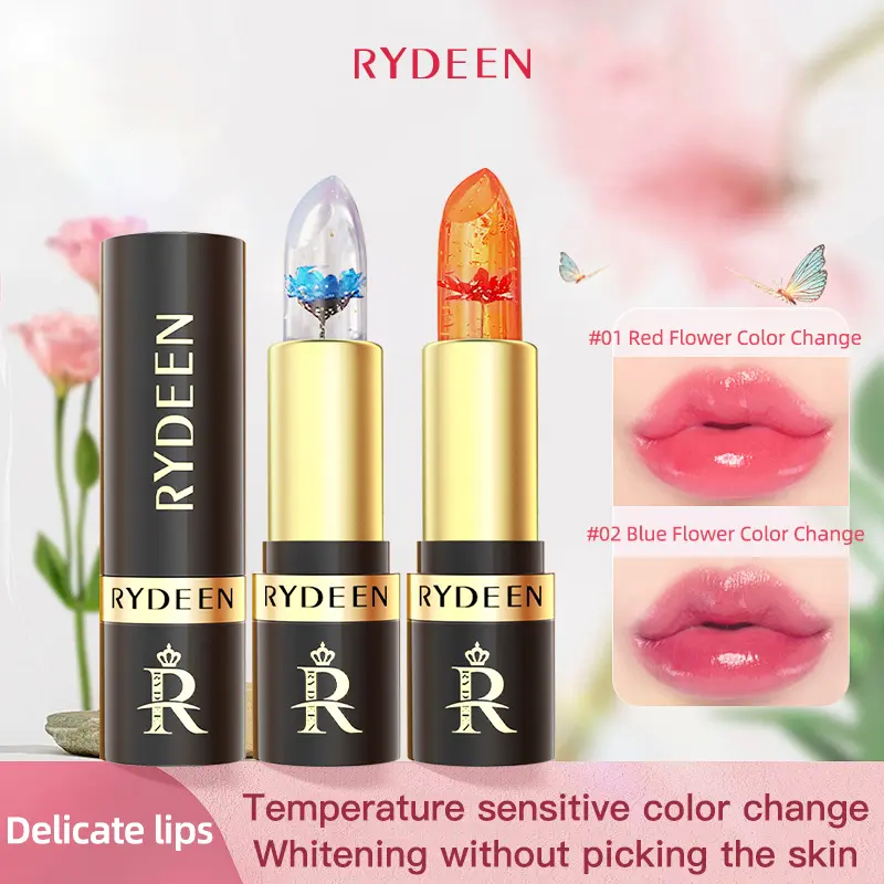 【X】Flower Temperature Changing Lipstick Long-lasting Moisturizing Hydrating Lipgloss Temperature-sensitive Color Changing Alcohol-free Not Easy to Stain or Fade Makeup Hydrate Glossy Moisturize Moisture