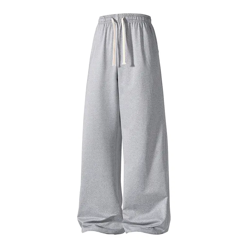 Men's Solid Wide Leg Sweatpants, Loose Fit Fashion Loungewear with Elastane, An Ideal Choice for Sports & Lounging, Mid Waist, Casual, Choice Ideal, Drawstring, Baggy Sweatpants, Male, Sweats