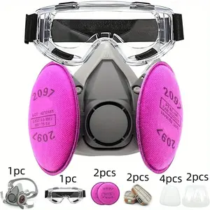 Respirator Mask with Filters, Gas Mask with Goggle for Painting, Sanding. Resin Epoxy, Woodworking Perfect for Painters and DIY Project