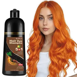 Orange Hair Dye Shampoo 5 IN 1-100% Gray Coverage，Long-lasting & Natual Hair Color Shampoo, Herbal Ingredients  Hair Dye Effect in Minutes