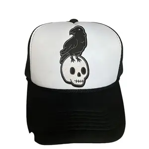 3Pcs Embroidered Punk Skull Applique Badges, Skeleton & Raven Design with Adhesive Backing, Iron-On or Sew-On for Hats, Clothing, DIY Decoration