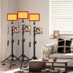 3 Packs LED Video Light CRI 95+ Photography Lighting Multiple Color Filters Conference Lighting Camera Light with Adjustable Hue & Brightness Tripod Stand for Pictures Video Recording YouTube TikTok Live Streaming Make up Vlogging photo studio