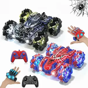 2-in-1 Hand Gesture and Remote Control Stunt Car - 360° Flip with Cool LED Lights, Birthday Gift for Kids Ages 3+, Indoor and Outdoor Racing Toy, RC Stunt Car
