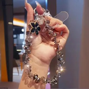 Aesthetic Sparkling Teardrop Crystal Beaded Phone Wrist Strap - Multi-Use Short Lanyard Keychain Wristlet, Luxury Cellphone Smartphone Mobile Accessories for Women, Ideal Daily & Party Gift (Sports & Outdoor Protective Gear Accessory),summervibes