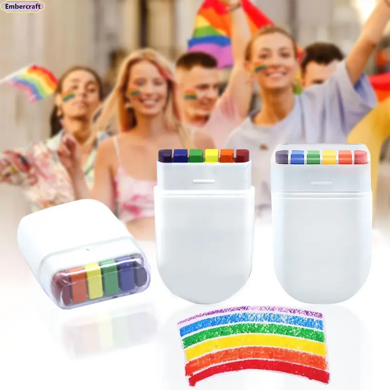 6-Color Rainbow Face Paint Crayon Set - Vibrant Cosmetics Makeup, UV Body Paint for Kids, Ideal for Halloween & Cosplay Creative Supplies