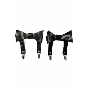 Black Faux Leather Garters (set of 2)