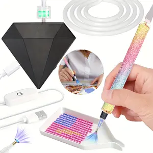Diamond Painting Accessories Pen, Artist Vacuum Diamond Art Pen, Adult Diamond Art Set with Storage Tray & Bag, Quiet Adjustable Gear, Diamond Art Tools