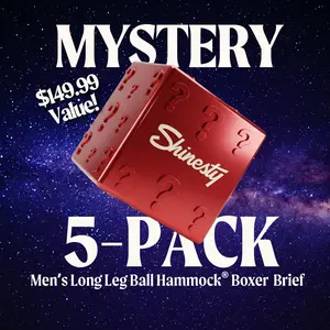 Shinesty Mens Mystery Boxer Brief 5-Pack Bundle - Ball Hammock® Pouch Support, Long Leg 8.5 Inch Inseam, Silky Soft, Stretchy, Breathable Natural MicroModal Fabric