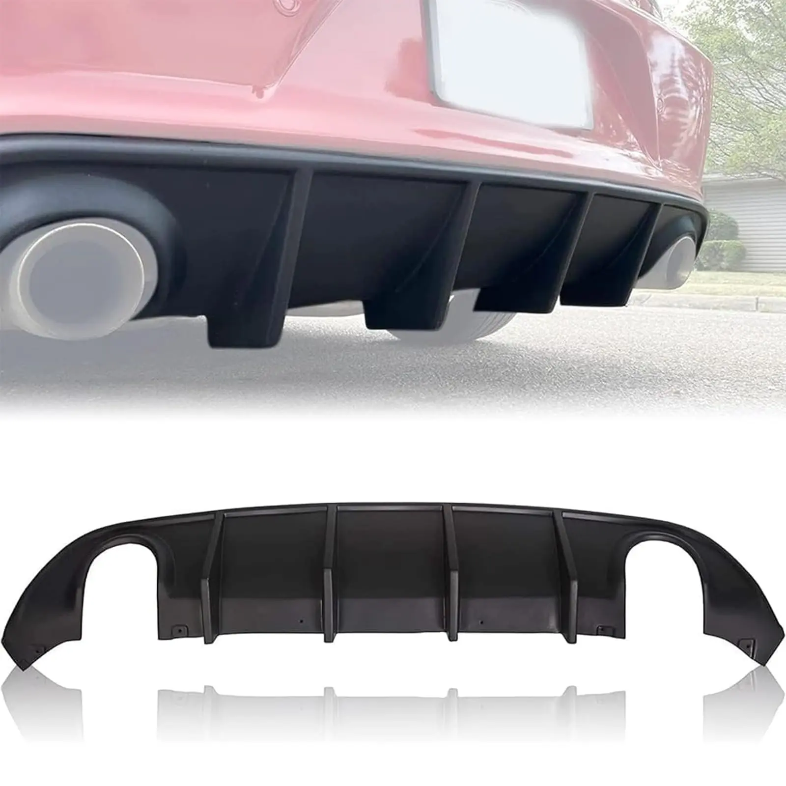 KQQIO Racing Rear Diffuser Vehicle Accessory for 2015-2024 Non-Widebody Charger Scat,SRT,Daytona,GT,R/T - 1 x Rear Diffuser and Accessories, Black ABS Plastic, Durable, No-Drill Bolt-On Fit Installation, Downforce Gain, Aggressive Look, Bolt Fixed Install