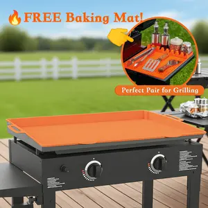 TRZZ 22IN 28IN 36IN Food-Grade Silicone Griddle Cover Mat for Blackstone Grills Heat-Resistant Anti-Slip Easy Clean Durable Outdoor Cooking Utensils with Free Baking Mat - Kitchen Barbecue Accessories Kitchenware Home Wooden