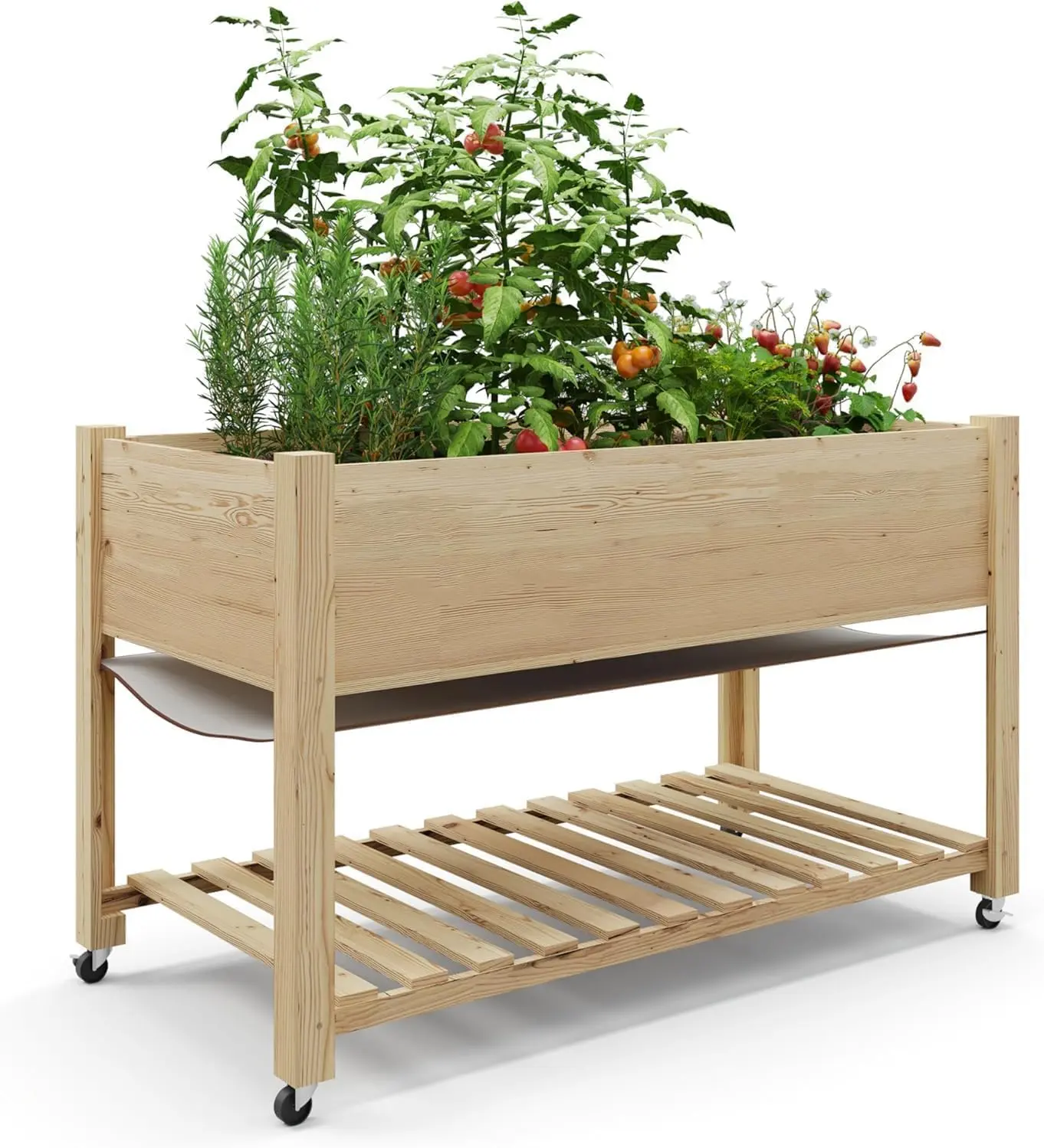 Raised Garden Bed Outdoor Wooden with Wheels - 48"x 24"x 30" Large Outdoor Planter Box for Vegetables, Herbs, Flowers | Patio, Deck, Balcony | Easy Assembly, Durable & Ergonomic Design.