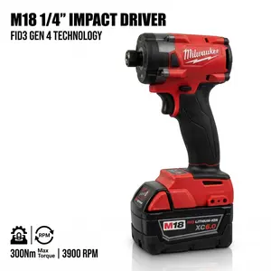 Milwaukee M18 FID3 18V 1/4 Inch m 18 Impact Driver  For Woodworking Assembly Cordless High-Torque Drill Tool chrome sockets straight hole home moving kit copper pipe cleaner