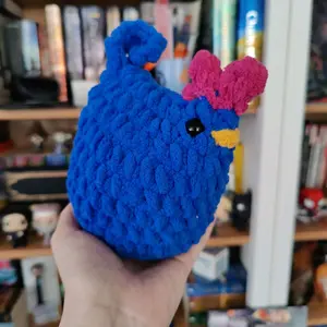 Handmade Blue Chicken Crochet Plushie