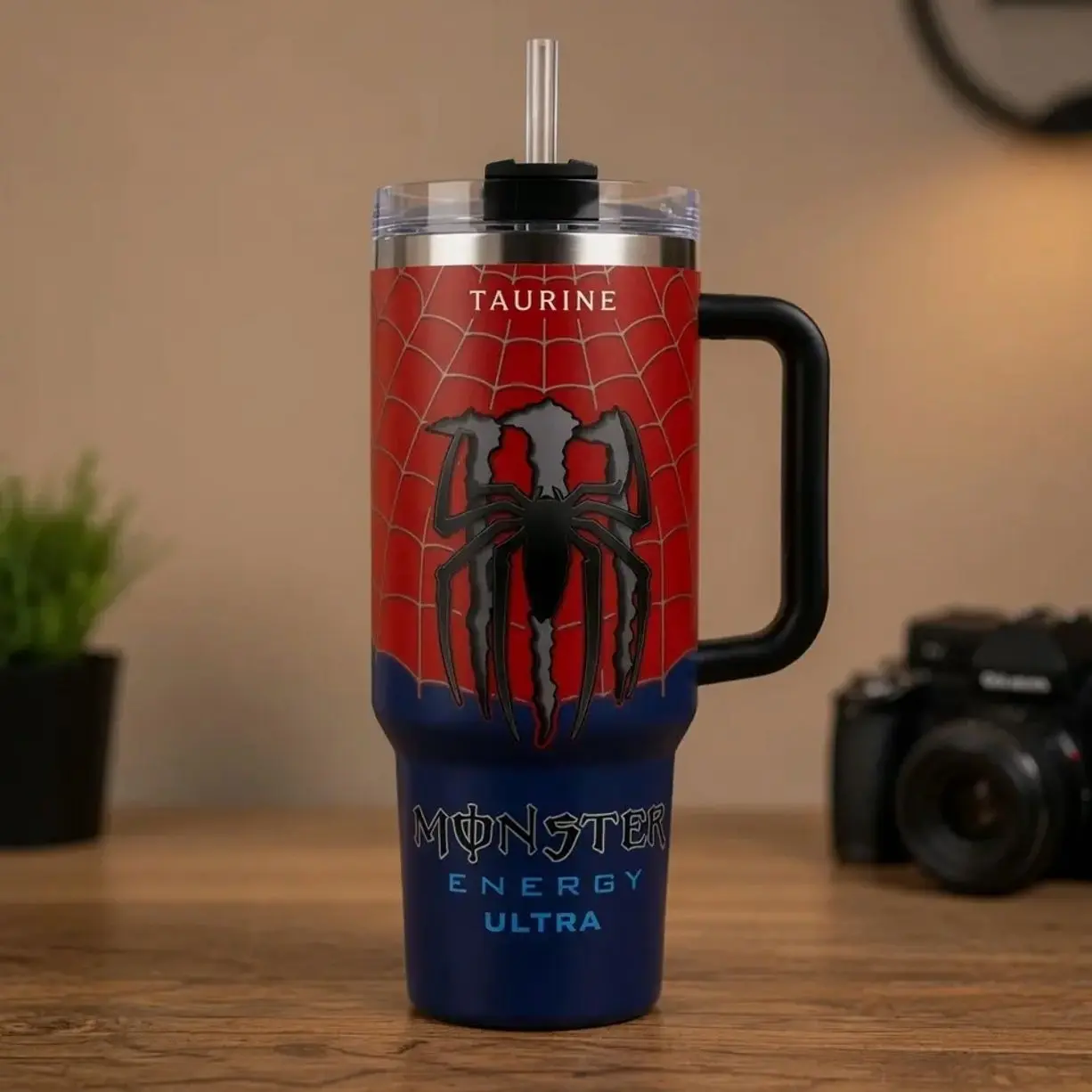 S.p.i.d.e.y Energy Tumbler 20oz-40oz With Handle & Straw, Insulated Ice Cup with Straw Double Wall Vacuum Insulated Travel Mug, Eco-Friendly, Gift for Your Health