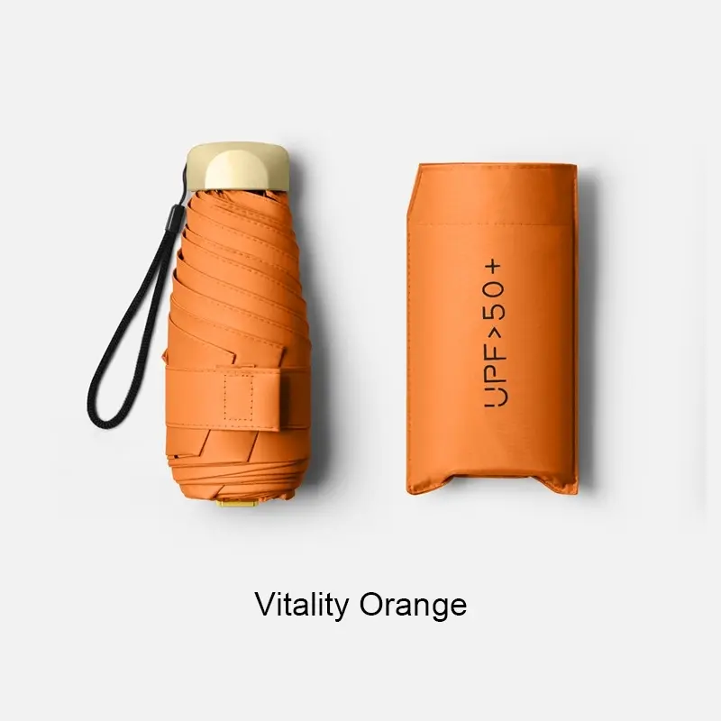One handle flat, five fold, 6-bone mini lightweight, weather friendly, foldable sun umbrella, Portable Pocket Umbrella(Due to differences in product models and batches, please refer to the actual product for accuracy. It does not affect the use.)