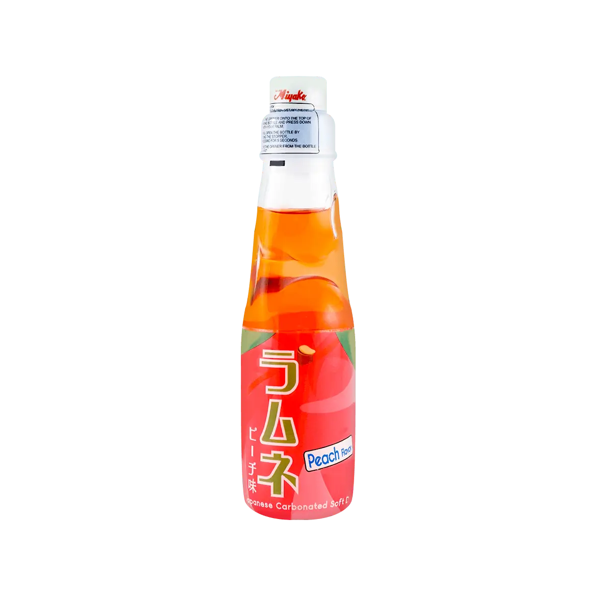 MIYAKO Japanese Peach Flavored Ramune Soda Drink - 200ml Refreshing Japanese Soda