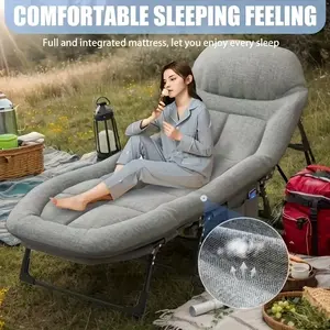 6-Speed Adjustable Portable Folding Bed with Comfortable Mattress & Pillow, Breathable Fabric & Thick Steel Frame - Lightweight Compact Design for Camping, Office, Home, Travel - Ideal for Valentine’s Day & New Year Gifts