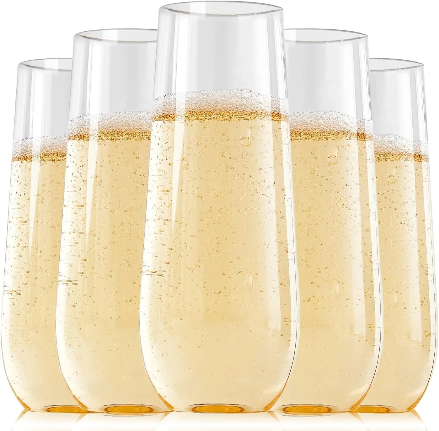 FOCUSLINE 24 Pack 9 Oz Clear Plastic Champagne Flutes, Stemless Plastic Champagne Glasses Clear, Heavy Duty Toasting Glasses, Shatterproof and Disposable Cups Perfect For Any Party Gift