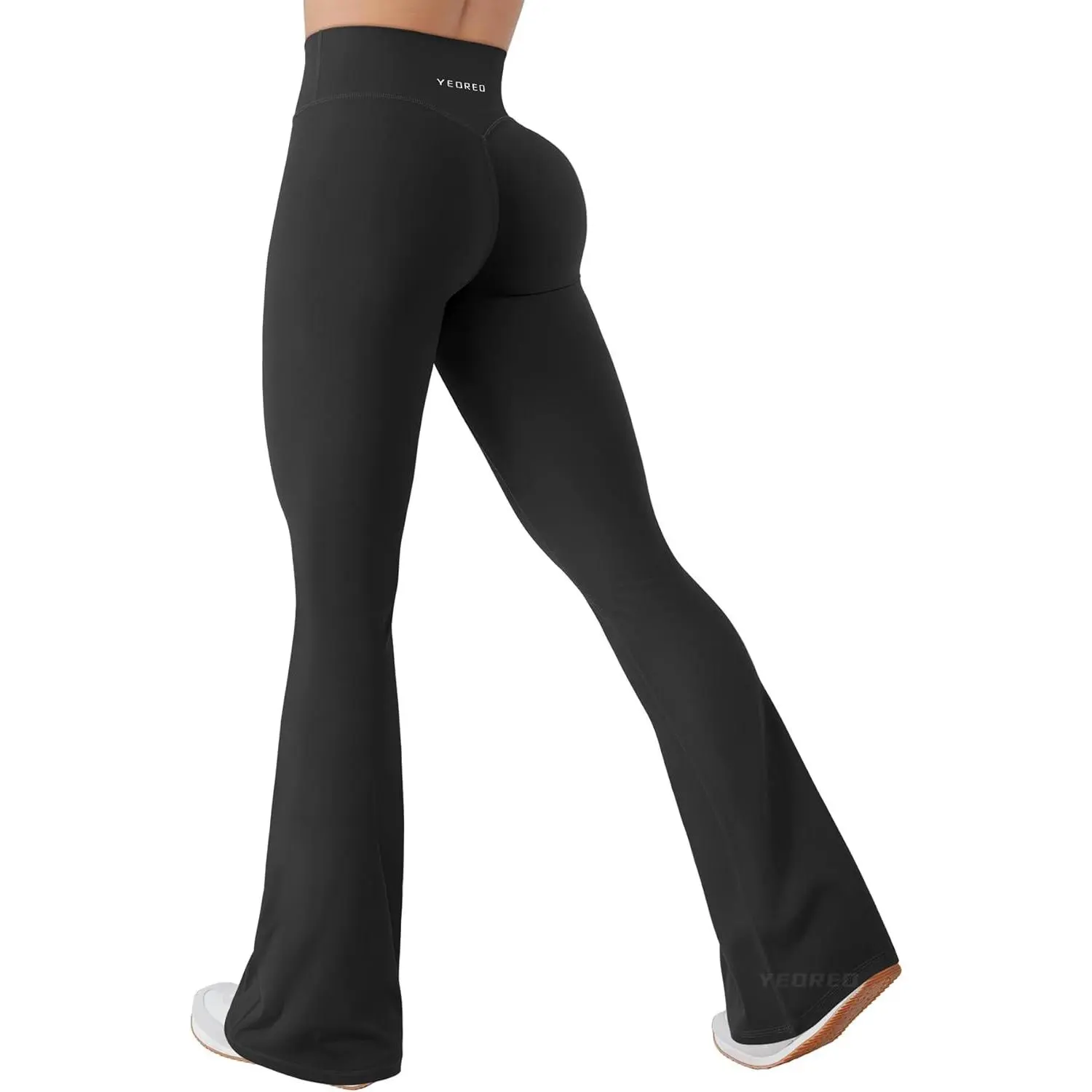 YEOREO Women's High Waist Sport Ready Mini Flare Leggings - 28.5"/30.5"/32.5" Inseam, Hidden Scrunch, No Front Seam, Hip Lifting Flared Sports Pants for Gym Yoga, High Waist Sports