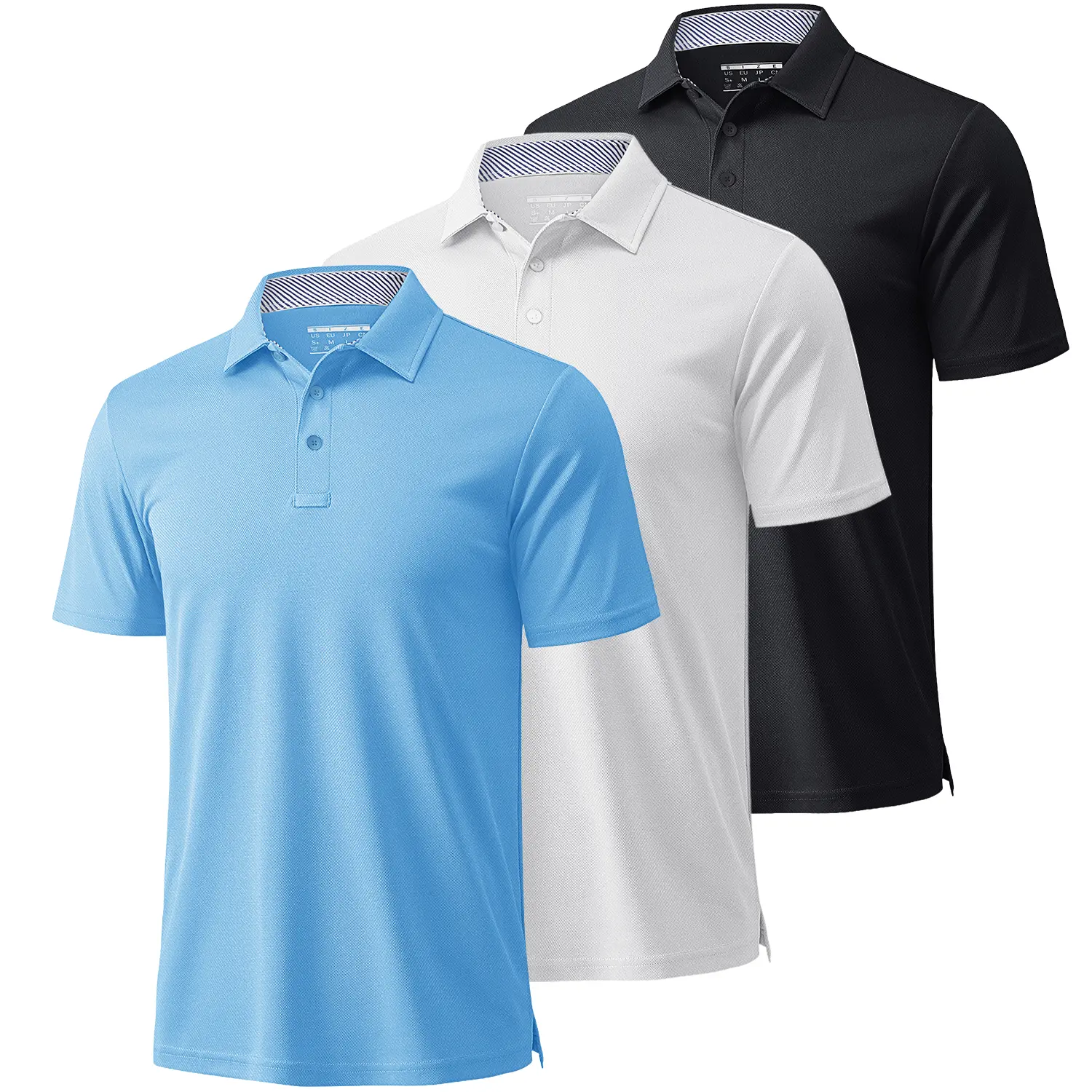 MAGCOMSEN Men's Polyester Fabric Polo Shirts (1/3 Pack) - Short Sleeve Menswear, Moisture Wicking Collared Performance Tops with Bonus Sunglasses & Ring for Athletic, Casual Golf Use, Outdoor