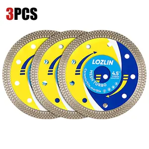 LOZLIN 3PCS 4.5"(115MM) Mesh Turbo Diamond Saw Blade All-Ceramic - Ultra-Thin Dry Cutting Blade for Ceramic Tile, Stone - No Chipping Grinding Disc for Angle Grinder Tools fathersdaygift Home Improvement