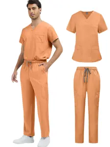 Two Piece Health Check-up Nursing Uniform Pharmacy Pharmacist Top with Pockets and Pants Suitable for Staff in Beauty Salons and Nursing Rooms
