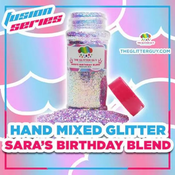 The Glitter Guy Sara's Birthday Blend Custom Mix Glitter - Non-Toxic Polyester, Easy to Use, Pinks Blues & Silver Medium Cut (0.025"), 100mL Shaker with Dual Lid for DIY Nail Art & Crafts, All Seasons, Diy Crafts, Cosmetic Use