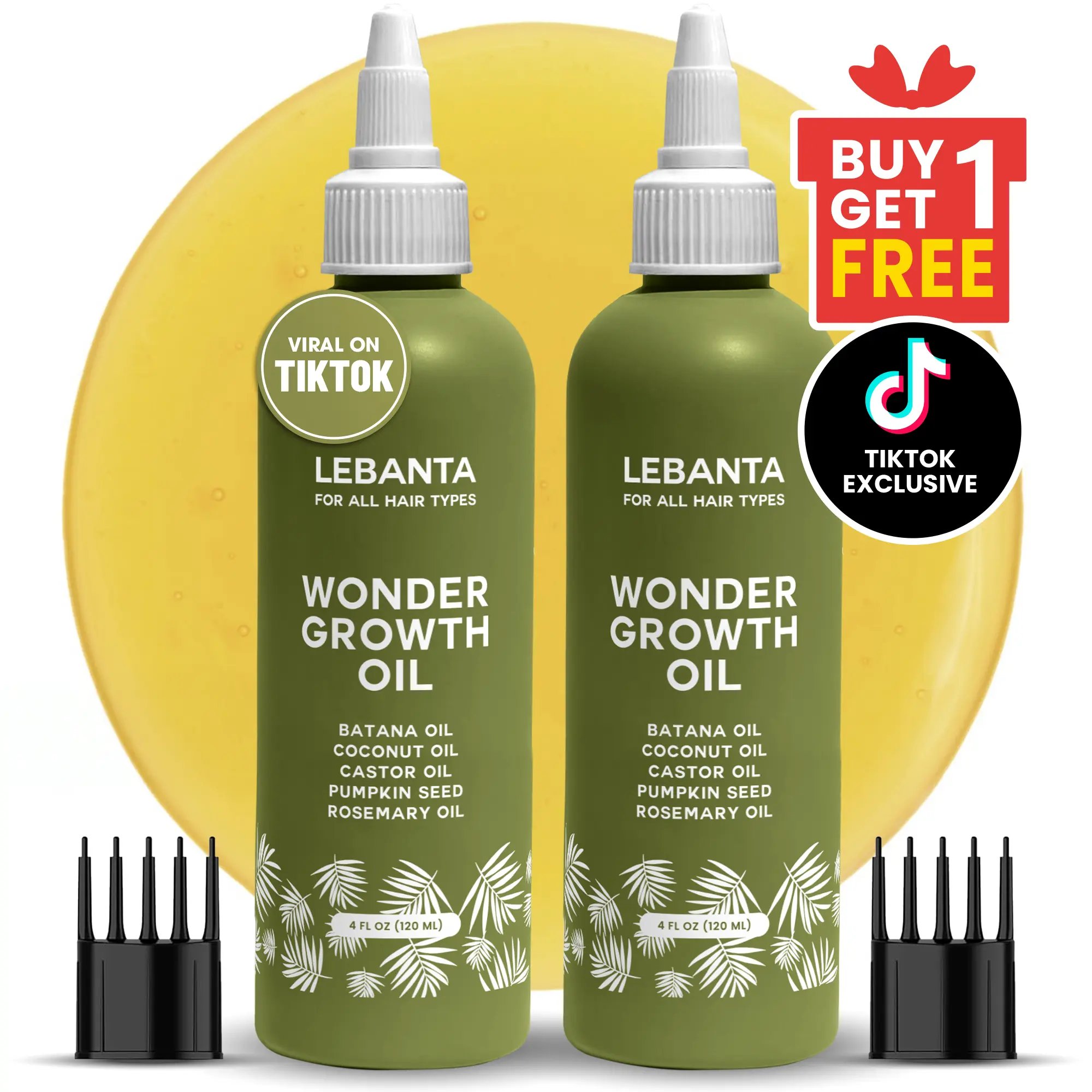 Lebanta Haircare Batana Oil for Hair Growth, Hydrating Scalp Serum for Thickening & Strengthening Hair, with Rosemary & Castor Oil, For Men & Women, 2 Pack, Batana Hair Oil, Vegan