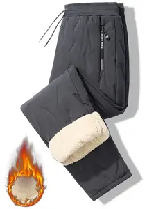 Men's Winter Fleece Lined Pants, Zipper Pockets, Casual Regular Fit Plain Warm Trousers, Comfortable and Stylish Winter Wear, Casual Track Pants