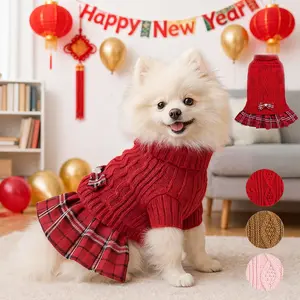 1pc Dog Sweater Dress for Small Dogs Winter Warm Dog Turtleneck Sweater Soft Puppy Knitwear Clothes Cute Doggie Dresses for Teacup Dog Yorkie Chihuahua