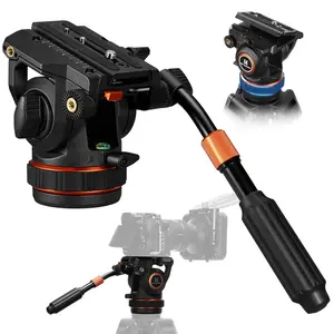 K&F CONCEPT BV50 Model Professional Fluid Video Head, Lightweight Camera Accessory with Silky-Smooth Stability, 360 Pan & -75 to 90 Tilt, 8kg/17.6lbs Max Load, 1.32KG Tripod Head Mount, Accessories, Video Recording Accessories, Camera Stabilizer