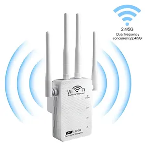 1200Mbps WiFi Extender – Dual Band 5G Booster, 1000㎡ Coverage, 4 Antennas, Supports 60+ Devices, AP Mode & Ethernet Port