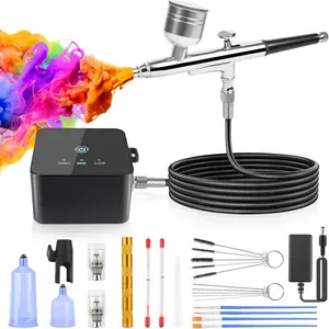 Airbrush Kit with Air Compressor, 25/35/50 PSI High Pressure Non-Clogging with 0.2/0.3/0.5mm Nozzle/Cleaning Sets, Ideal for Painting, Cake Decorating, Makeup Artistry, and Craft Projects