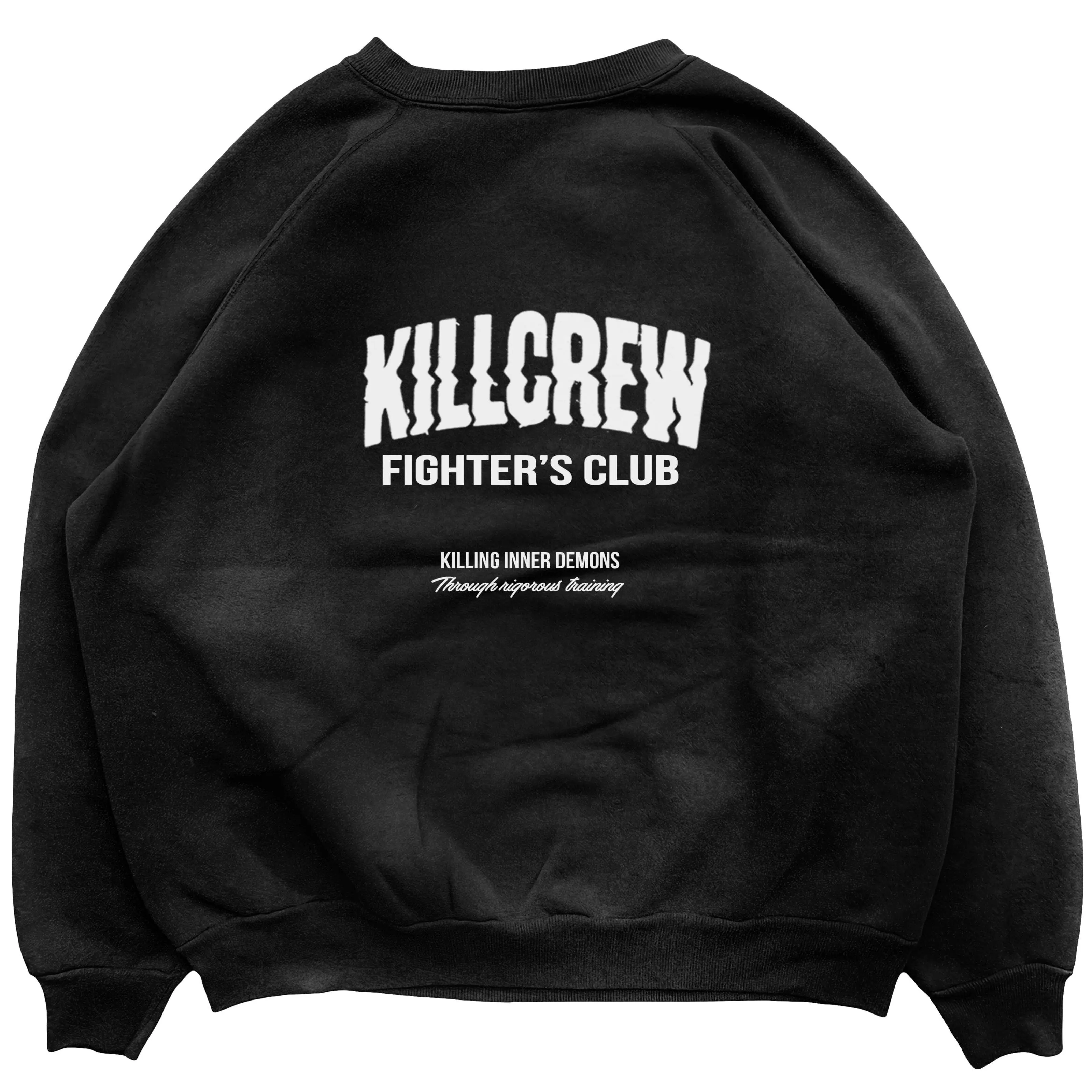Kill Crew Men's Stone Washed Oversized Crewneck, Casual Cotton Polyester Fleece Pullover Sweatshirt, Fit, Long Sleeve, 90S Oversized Men's Sweatshirts, Baggy Oversized Men's Sweatshirts