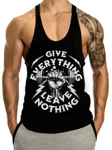 Men's Graphic Tank Top, Sporty Loose-Fitting Sleeveless Gym Training Shirt, Workout Muscle Building Top for Fitness Enthusiasts