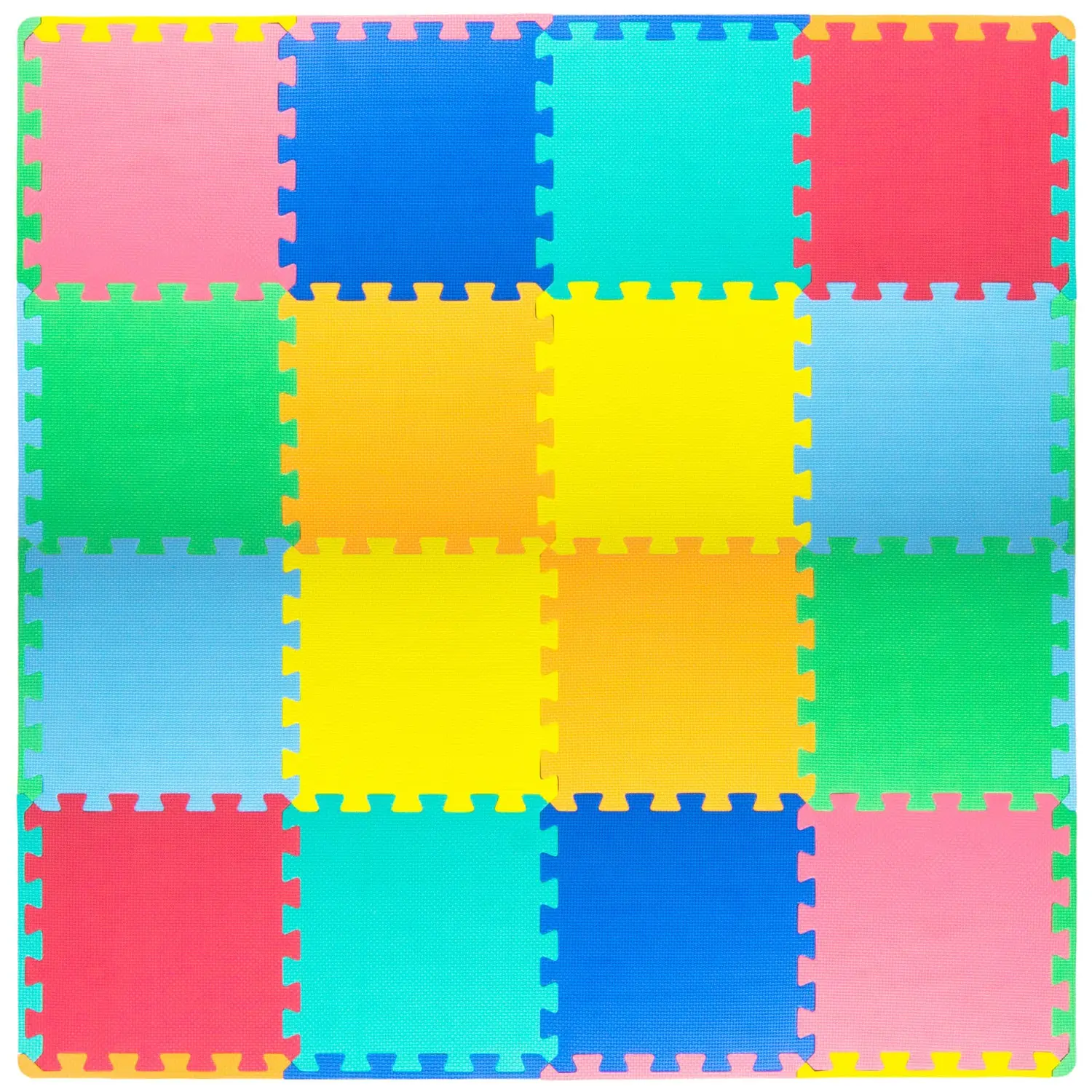 ProsourceFit Kids Interlocking EVA Foam Puzzle Floor Play Mat - Vibrant, Square, Solid, Large Size, Non-Slip Fitness Mat for Indoor Play & Exercise