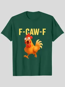 Unisex Funny F-CAW-F Shocked Rooster T-Shirt, Hilarious Chicken Meme Graphic Tee for Men & Women, Humorous Barnyard Pun Casual Top for Chicken Enthusiasts & Meme Lovers