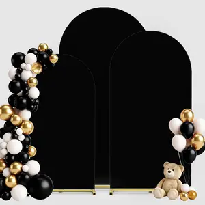 Arch Covers Set of 3(7.2FT+6.6FT+6FT), Stretchy Spandex Fitted Arch Backdrop Stand Cover for Wedding, Birthday,, Baby Shower, Banquet Decoration(Black)